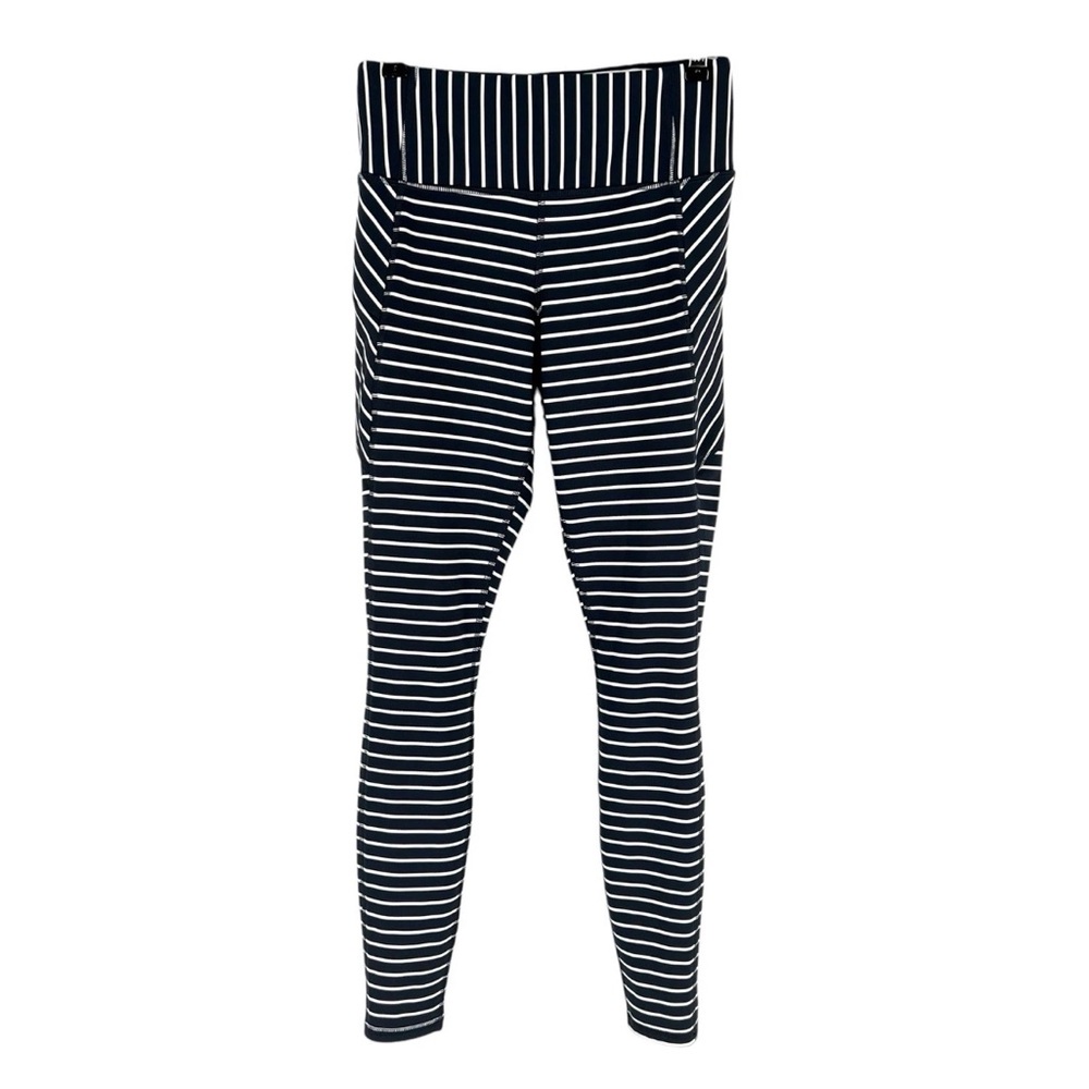 Athleta Contender Leggings Womens Size XS Navy White Stripe Powerlift 7/8 Length
